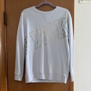PINK Victoria's Secret Gray Blue Sweatshirt with Glitter Logo